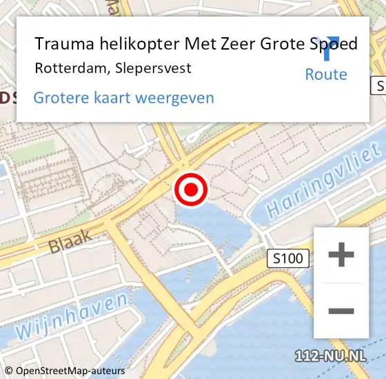 Locatie op kaart van de 112 melding: Trauma helikopter Met Zeer Grote Spoed Naar Rotterdam, Slepersvest op 30 november 2024 05:17