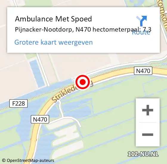 Locatie op kaart van de 112 melding: Ambulance Met Spoed Naar Pijnacker-Nootdorp, N470 hectometerpaal: 7,3 op 30 november 2024 05:57