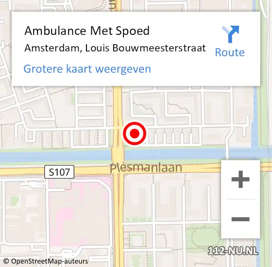 Locatie op kaart van de 112 melding: Ambulance Met Spoed Naar Amsterdam, Louis Bouwmeesterstraat op 30 november 2024 06:19