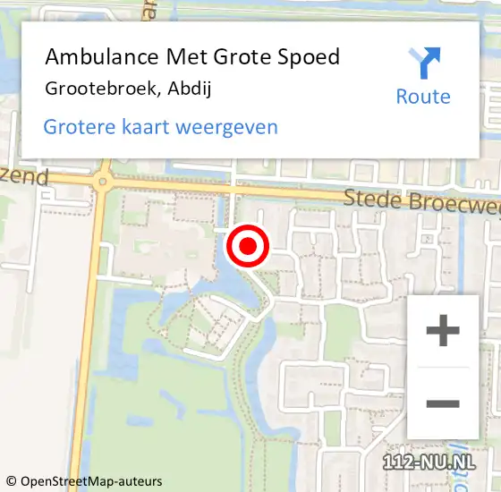 Locatie op kaart van de 112 melding: Ambulance Met Grote Spoed Naar Grootebroek, Abdij op 30 november 2024 06:36