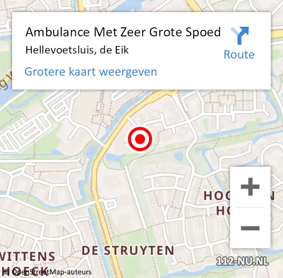 Locatie op kaart van de 112 melding: Ambulance Met Zeer Grote Spoed Naar Hellevoetsluis, de Eik op 30 november 2024 06:38