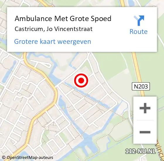 Locatie op kaart van de 112 melding: Ambulance Met Grote Spoed Naar Castricum, Jo Vincentstraat op 19 oktober 2013 04:15