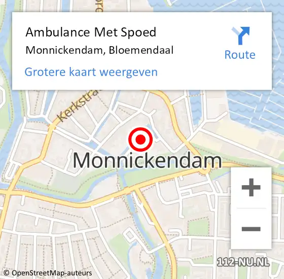 Locatie op kaart van de 112 melding: Ambulance Met Spoed Naar Monnickendam, Bloemendaal op 30 november 2024 07:30