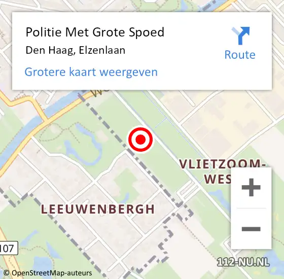 Locatie op kaart van de 112 melding: Politie Met Grote Spoed Naar Den Haag, Elzenlaan op 30 november 2024 08:02