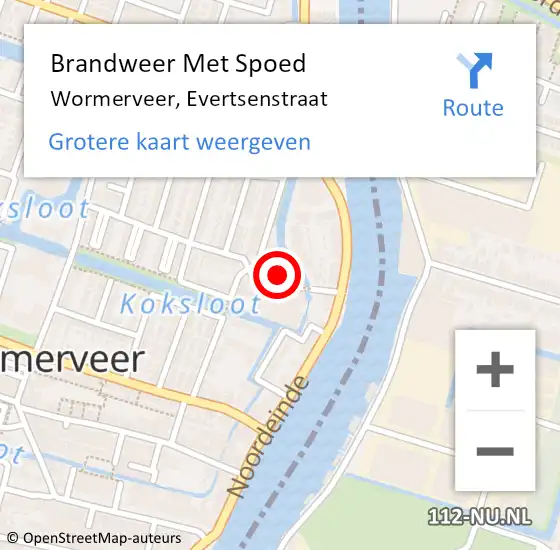 Locatie op kaart van de 112 melding: Brandweer Met Spoed Naar Wormerveer, Evertsenstraat op 30 november 2024 08:30