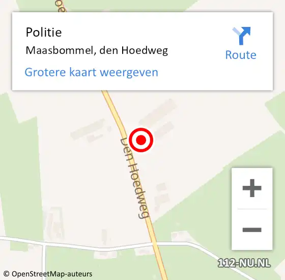 Locatie op kaart van de 112 melding: Politie Maasbommel, den Hoedweg op 30 november 2024 08:36