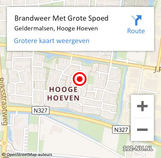 Locatie op kaart van de 112 melding: Brandweer Met Grote Spoed Naar Geldermalsen, Hooge Hoeven op 30 november 2024 08:44