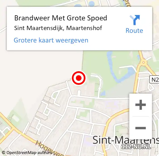 Locatie op kaart van de 112 melding: Brandweer Met Grote Spoed Naar Sint Maartensdijk, Maartenshof op 30 november 2024 08:50