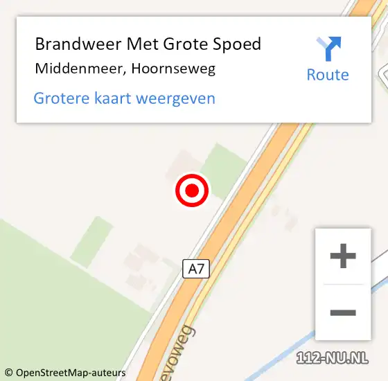 Locatie op kaart van de 112 melding: Brandweer Met Grote Spoed Naar Middenmeer, Hoornseweg op 30 november 2024 09:04