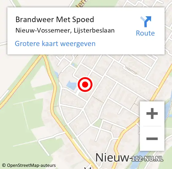 Locatie op kaart van de 112 melding: Brandweer Met Spoed Naar Nieuw-Vossemeer, Lijsterbeslaan op 30 november 2024 09:16