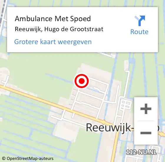 Locatie op kaart van de 112 melding: Ambulance Met Spoed Naar Reeuwijk, Hugo de Grootstraat op 30 november 2024 09:21