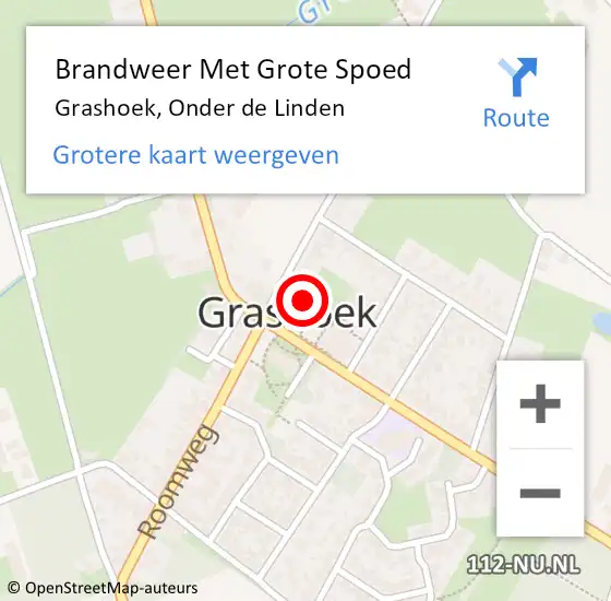 Locatie op kaart van de 112 melding: Brandweer Met Grote Spoed Naar Grashoek, Onder de Linden op 30 november 2024 09:44