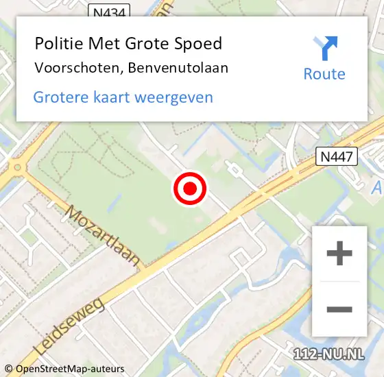 Locatie op kaart van de 112 melding: Politie Met Grote Spoed Naar Voorschoten, Benvenutolaan op 30 november 2024 09:45