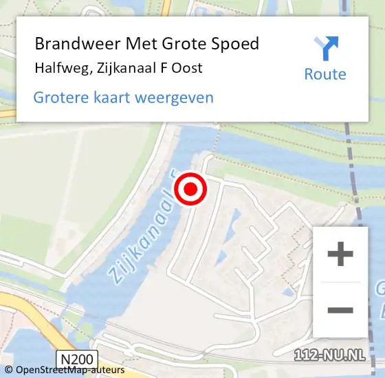 Locatie op kaart van de 112 melding: Brandweer Met Grote Spoed Naar Halfweg, Zijkanaal F Oost op 30 november 2024 09:59