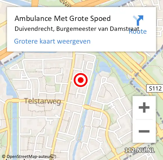 Locatie op kaart van de 112 melding: Ambulance Met Grote Spoed Naar Duivendrecht, Burgemeester van Damstraat op 30 november 2024 10:01