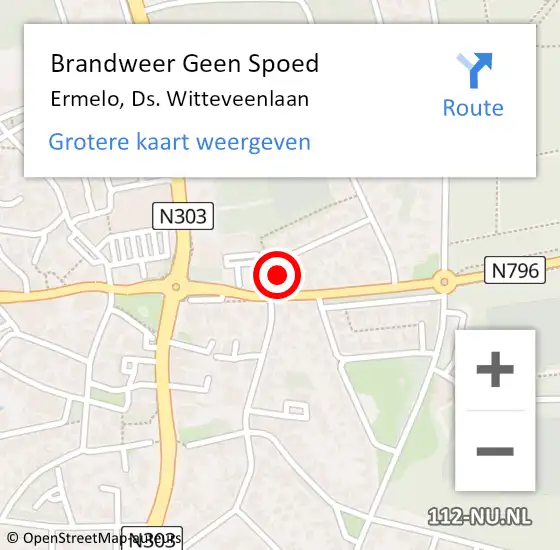 Locatie op kaart van de 112 melding: Brandweer Geen Spoed Naar Ermelo, Ds. Witteveenlaan op 30 november 2024 10:11