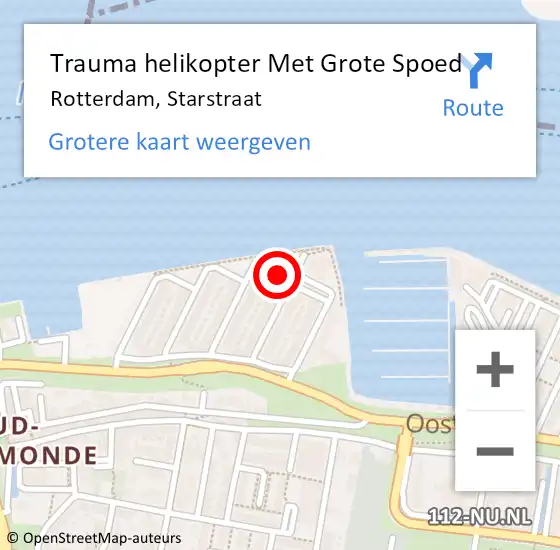 Locatie op kaart van de 112 melding: Trauma helikopter Met Grote Spoed Naar Rotterdam, Starstraat op 30 november 2024 10:24