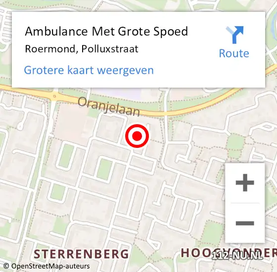 Locatie op kaart van de 112 melding: Ambulance Met Grote Spoed Naar Roermond, Polluxstraat op 30 november 2024 10:32