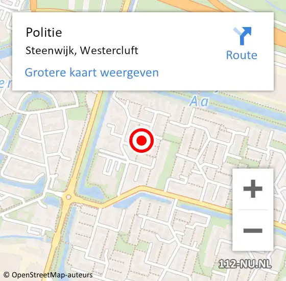 Locatie op kaart van de 112 melding: Politie Steenwijk, Westercluft op 30 november 2024 10:33