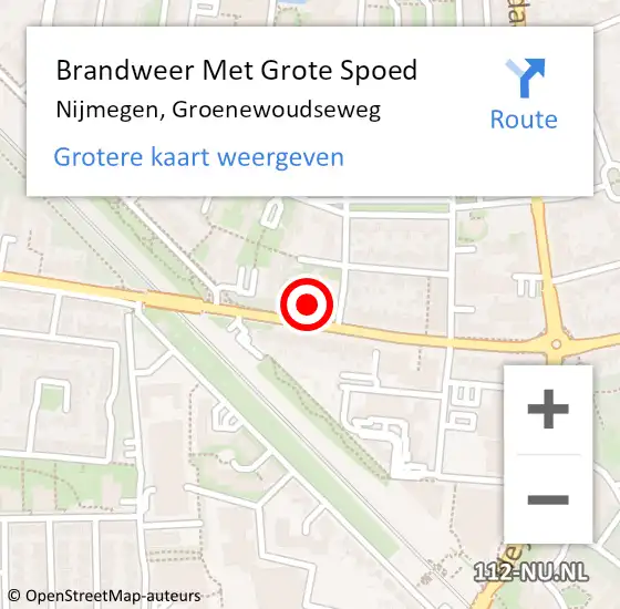 Locatie op kaart van de 112 melding: Brandweer Met Grote Spoed Naar Nijmegen, Groenewoudseweg op 30 november 2024 10:35