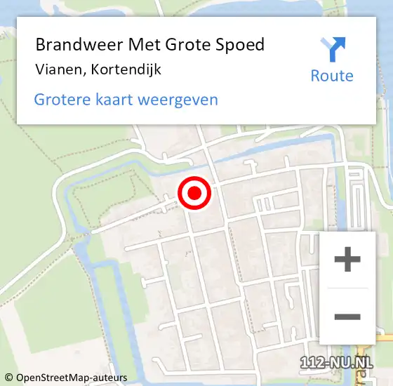 Locatie op kaart van de 112 melding: Brandweer Met Grote Spoed Naar Vianen, Kortendijk op 30 november 2024 10:37