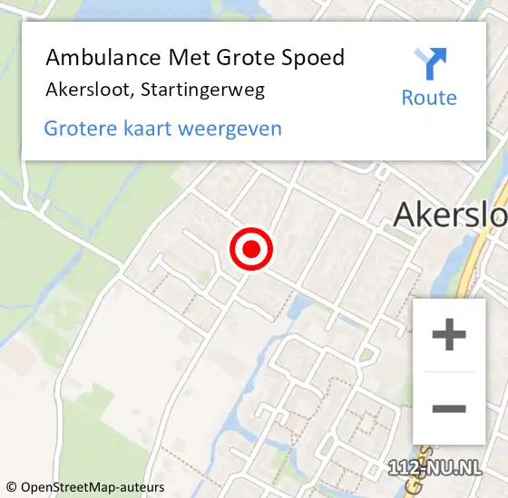 Locatie op kaart van de 112 melding: Ambulance Met Grote Spoed Naar Akersloot, Startingerweg op 30 november 2024 10:39