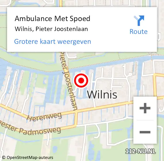 Locatie op kaart van de 112 melding: Ambulance Met Spoed Naar Wilnis, Pieter Joostenlaan op 30 november 2024 11:05