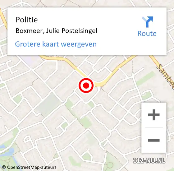 Locatie op kaart van de 112 melding: Politie Boxmeer, Julie Postelsingel op 30 november 2024 11:18