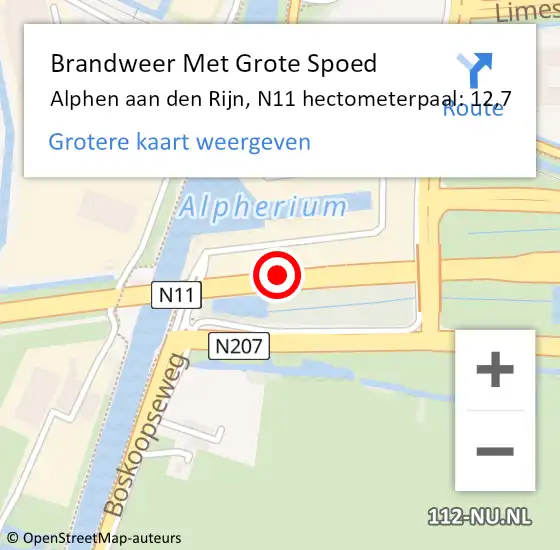 Locatie op kaart van de 112 melding: Brandweer Met Grote Spoed Naar Alphen aan den Rijn, N11 hectometerpaal: 12,7 op 30 november 2024 11:40