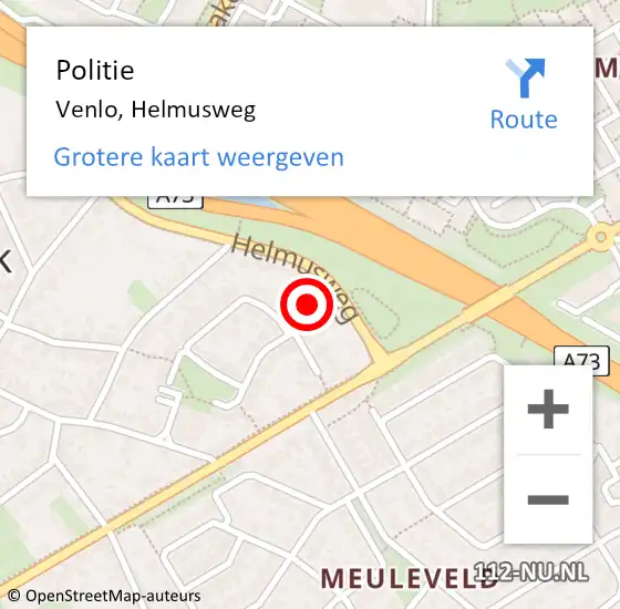 Locatie op kaart van de 112 melding: Politie Venlo, Helmusweg op 30 november 2024 11:43