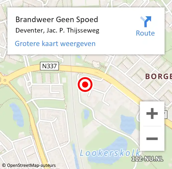 Locatie op kaart van de 112 melding: Brandweer Geen Spoed Naar Deventer, Jac. P. Thijsseweg op 30 november 2024 12:05