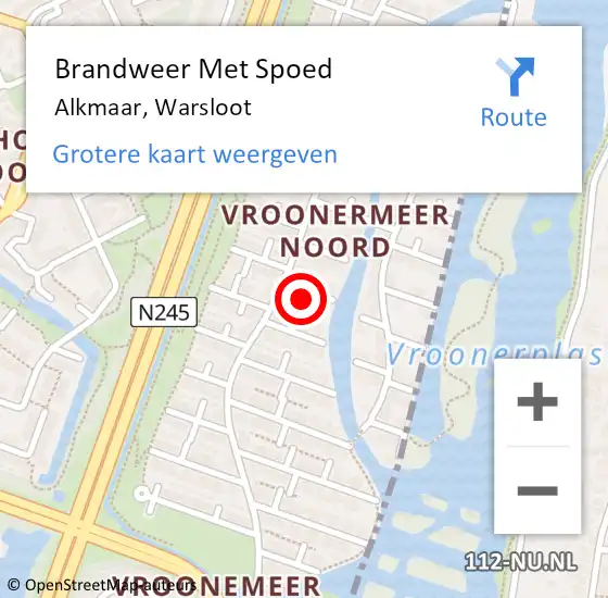 Locatie op kaart van de 112 melding: Brandweer Met Spoed Naar Alkmaar, Warsloot op 30 november 2024 12:16