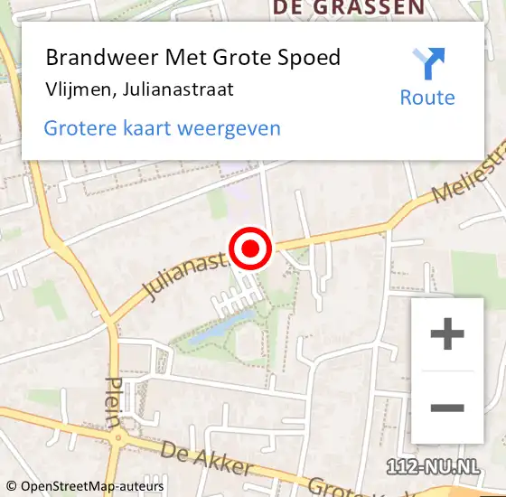 Locatie op kaart van de 112 melding: Brandweer Met Grote Spoed Naar Vlijmen, Julianastraat op 30 november 2024 12:20