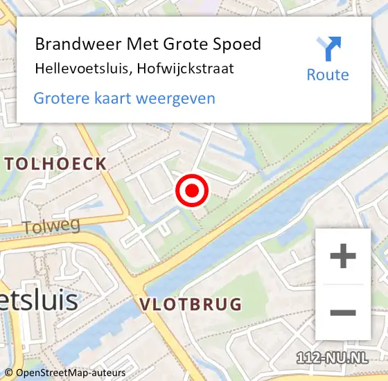 Locatie op kaart van de 112 melding: Brandweer Met Grote Spoed Naar Hellevoetsluis, Hofwijckstraat op 30 november 2024 12:23