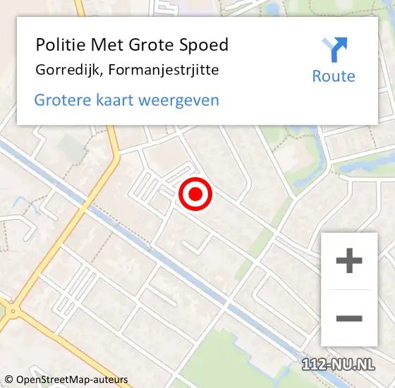 Locatie op kaart van de 112 melding: Politie Met Grote Spoed Naar Gorredijk, Formanjestrjitte op 30 november 2024 12:35