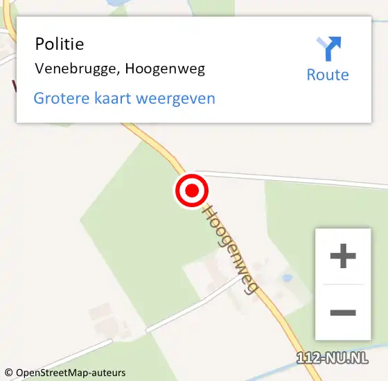 Locatie op kaart van de 112 melding: Politie Venebrugge, Hoogenweg op 30 november 2024 12:45