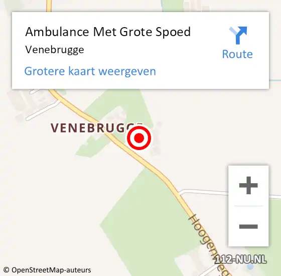 Locatie op kaart van de 112 melding: Ambulance Met Grote Spoed Naar Venebrugge op 30 november 2024 12:45