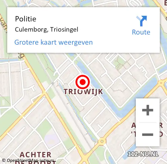 Locatie op kaart van de 112 melding: Politie Culemborg, Triosingel op 30 november 2024 13:24