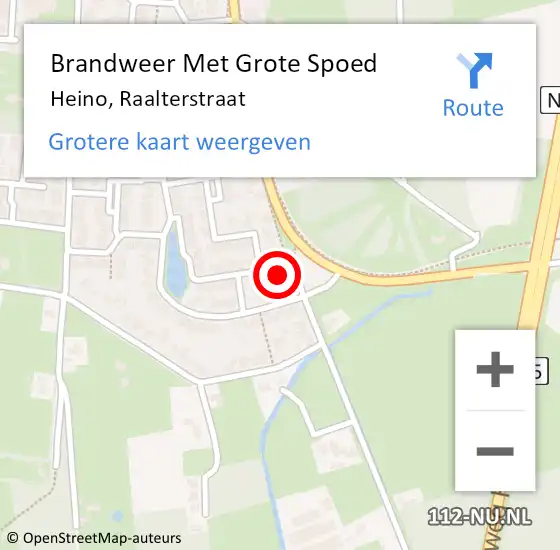 Locatie op kaart van de 112 melding: Brandweer Met Grote Spoed Naar Heino, Raalterstraat op 30 november 2024 13:48