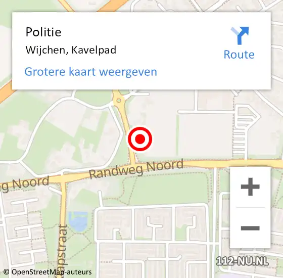 Locatie op kaart van de 112 melding: Politie Wijchen, Kavelpad op 30 november 2024 14:04