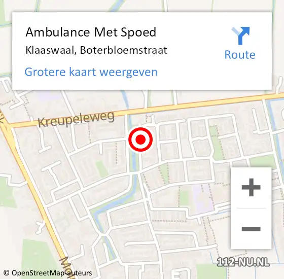 Locatie op kaart van de 112 melding: Ambulance Met Spoed Naar Klaaswaal, Boterbloemstraat op 30 november 2024 14:05