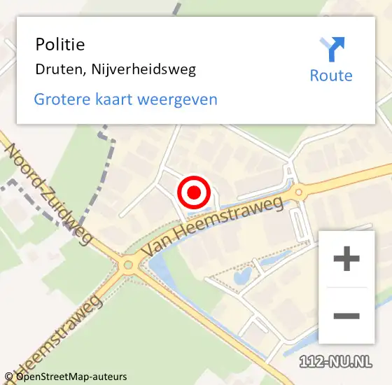 Locatie op kaart van de 112 melding: Politie Druten, Nijverheidsweg op 30 november 2024 14:21