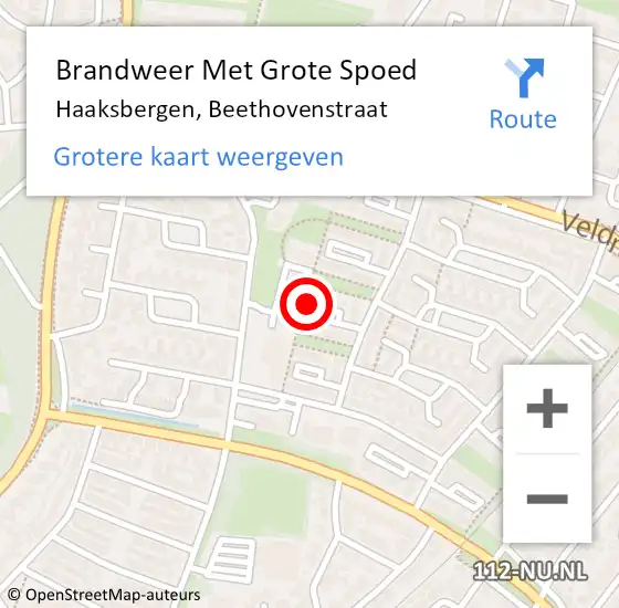 Locatie op kaart van de 112 melding: Brandweer Met Grote Spoed Naar Haaksbergen, Beethovenstraat op 30 november 2024 14:52