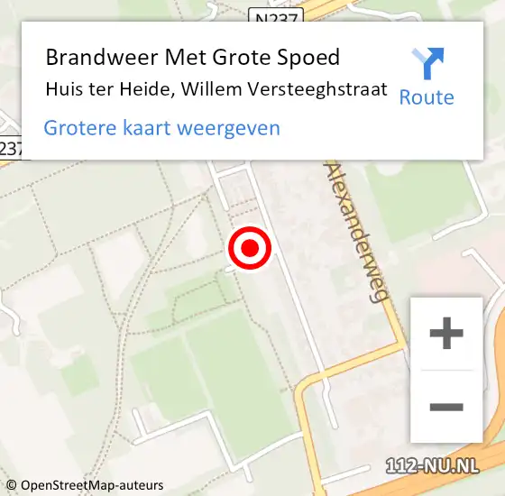 Locatie op kaart van de 112 melding: Brandweer Met Grote Spoed Naar Huis ter Heide, Willem Versteeghstraat op 30 november 2024 14:53