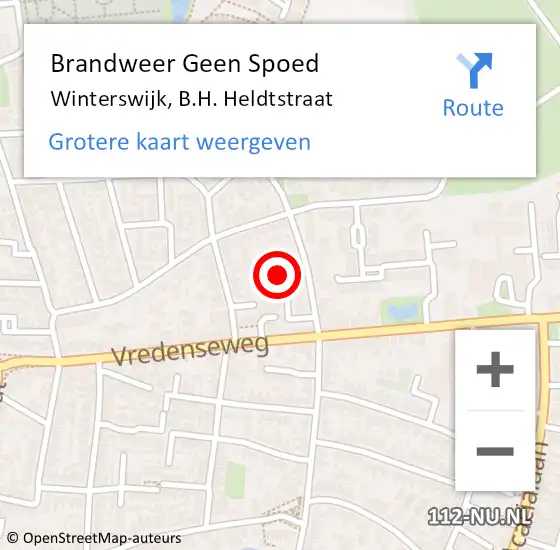 Locatie op kaart van de 112 melding: Brandweer Geen Spoed Naar Winterswijk, B.H. Heldtstraat op 30 november 2024 15:00