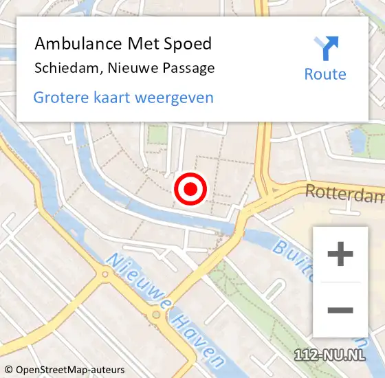 Locatie op kaart van de 112 melding: Ambulance Met Spoed Naar Schiedam, Nieuwe Passage op 30 november 2024 15:01