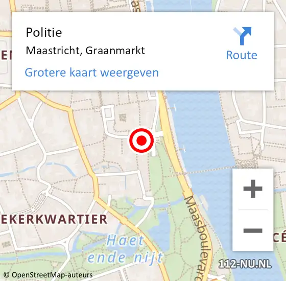 Locatie op kaart van de 112 melding: Politie Maastricht, Graanmarkt op 30 november 2024 15:29