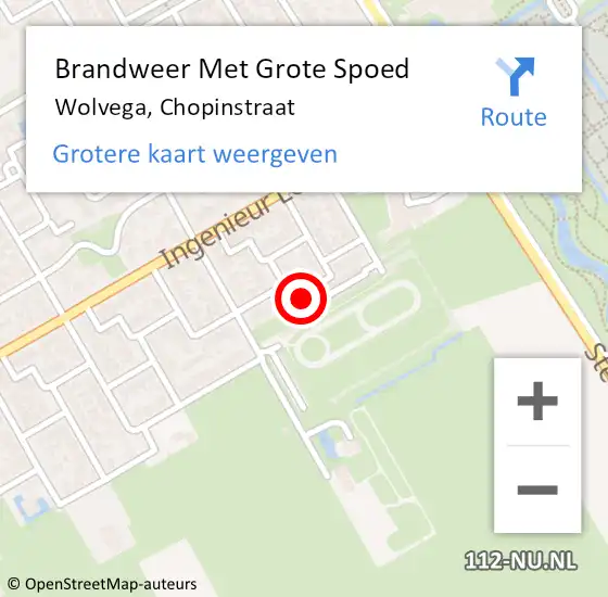 Locatie op kaart van de 112 melding: Brandweer Met Grote Spoed Naar Wolvega, Chopinstraat op 30 november 2024 15:44