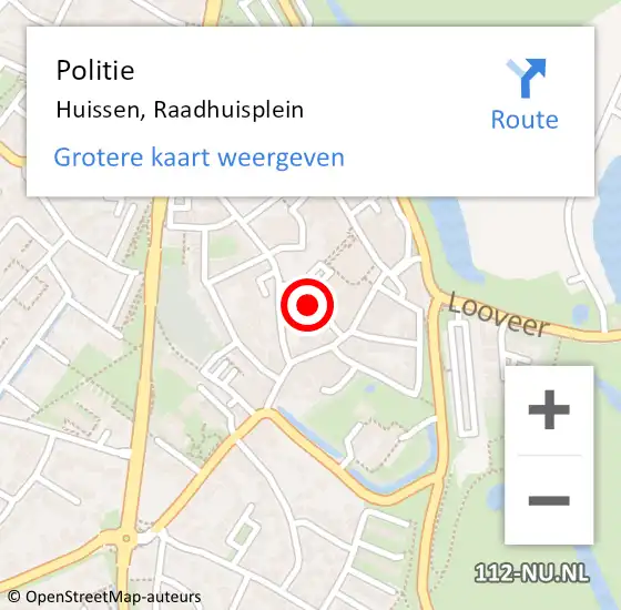 Locatie op kaart van de 112 melding: Politie Huissen, Raadhuisplein op 30 november 2024 15:50