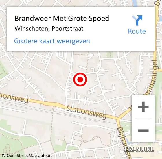 Locatie op kaart van de 112 melding: Brandweer Met Grote Spoed Naar Winschoten, Poortstraat op 30 november 2024 16:01